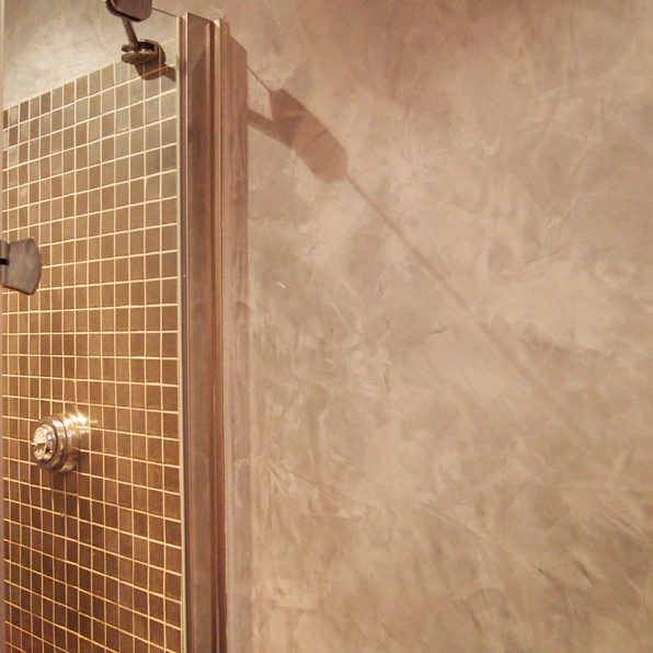 Pinturas Linares Mallorca Estuco Gris y Baño Ducha Gresite Plata